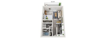 Studio 1 bath at The Heights Apartments, Cincinnati, Ohio