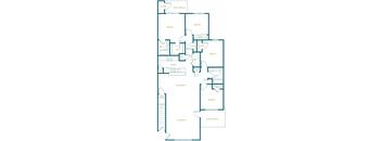 A floor plan of a house with labeled rooms such as Bedroom, Bathroom, Kitchen, Living Room, Dining Room, and Patio or Balcony.