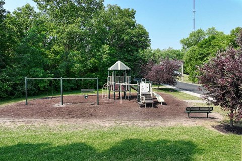 Community playground with swings and climbing equipment at Forest Ridge Apartments, Indianapolis, IN 46260