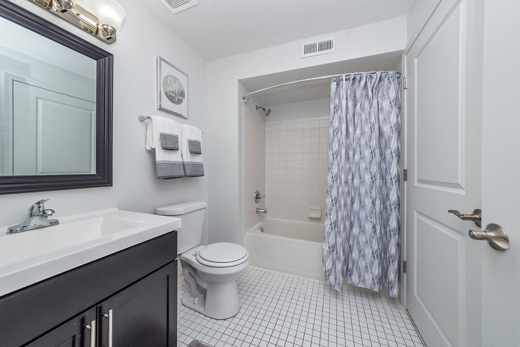 a bathroom with a shower and a toilet and a sink at Weaver Farm, Kentucky, 41042