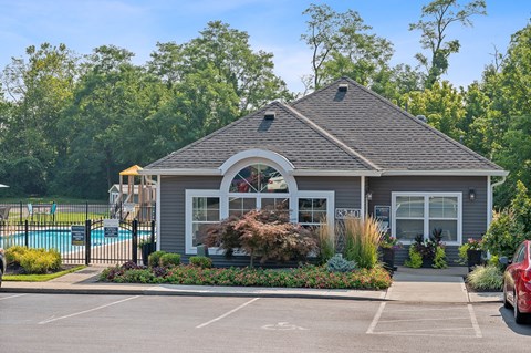 Small house with a swimming pool in front of it at Galbraith Pointe Apartments and Townhomes*, Cincinnati Ohio, 45231