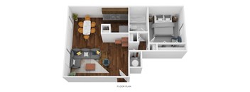 1 Bed Garden - South Floor Plan at Coldwater Flats, Indiana, 47714