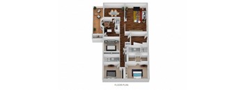 Gloucester I & II Floor Plan at Indian Creek Apartments, Cincinnati, Ohio