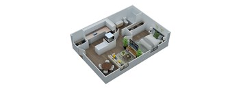 One Bed Floorplan at Meridian Court South, Indianapolis