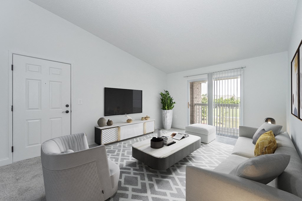 Wood Floor Living Room at Honey Creek, Greenwood, IN, 46143