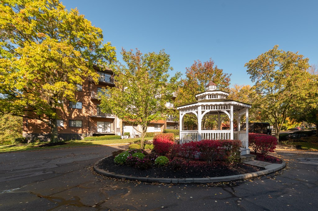 Gazebo in the middle of a roundabout in a park at Indian Creek Apartments, Cincinnati, OH, 45236