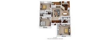 3 bed 2 bath floor plan A at Normandy Club, Centerville, 45459