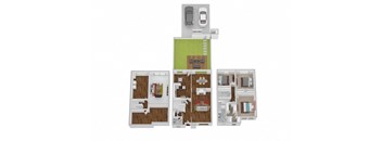 Lafayette I & II Floor Plan at Indian Creek Apartments, Cincinnati, OH, 45236