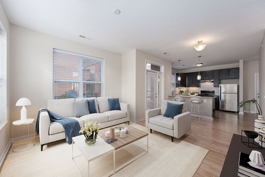 a living room with a couch and a coffee table