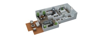 1 Bedroom 1 Bath Floorplan at Meridian Court South, Indiana