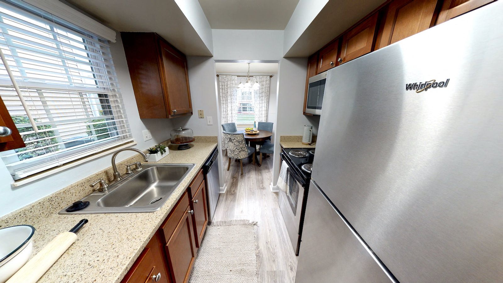 Kitchen with appliances at Merrick Place, Lexington, KY, 40502