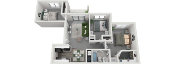 our apartments showcase a spacious living room and kitchen with a dining area