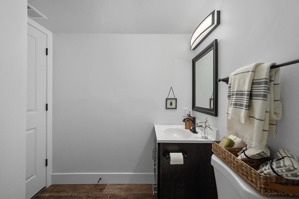 Renovated Bathrooms With Quartz Counters at Millcroft Apartments and Townhomes, Milford, OH