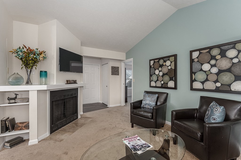 Living room decor with frames at Normandy Club, Centerville, 45459