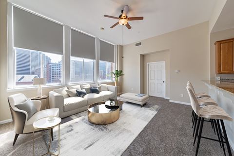Modern Living Room With Kitchen View at Renaissance at the Power Building, Cincinnati, 45202
