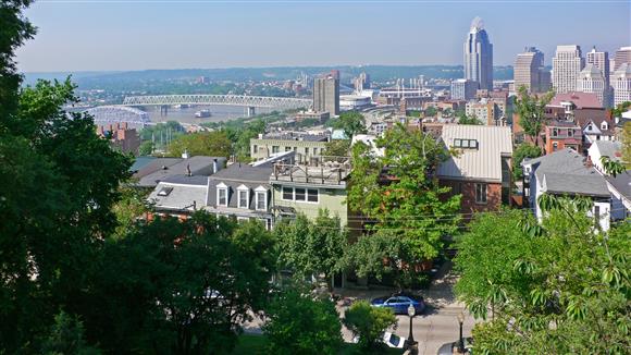 a view of a city from the top of a building