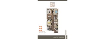 Apartment floor plan for a 2 bedroom, 2 bathroom apartment.