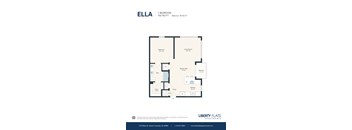 A floor plan for a 1 bedroom apartment sized at 752 square feet.