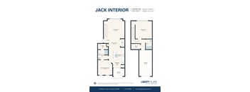 A floor plan for a 2 bedroom apartment with a living room, dining area, kitchen, and bathroom.