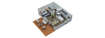 1 Bed 1 Bath Floorplan at Meridian Court South, Indianapolis, Indiana