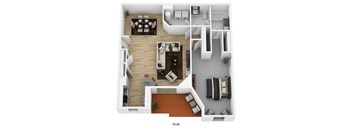 1 bed 1 bathroom floor plan A at Falls at Landen, Maineville, Ohio