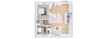 a floor plan of a house with a bedroom and a living room