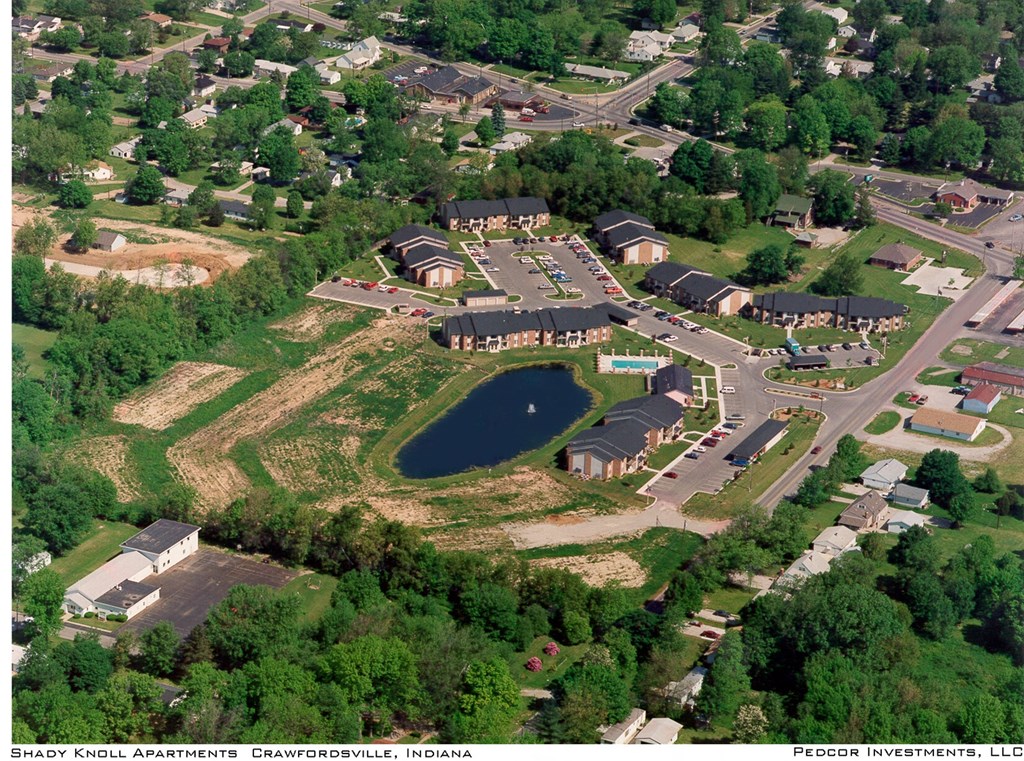a bird s eye view of a school in the city