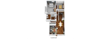 a floor plan of a house with a bedroom and a living room