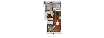 a floor plan of a house with a bedroom and a living room