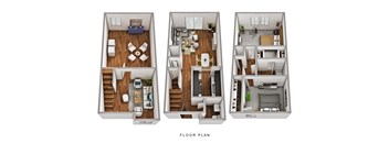 3d floor plans of a 1 bedroom apartment