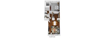 a stylized floor plan of a 2100 sq ft apartment