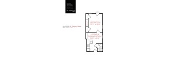 A floor plan for a one bedroom apartment at 1013C St. Gregory Street.