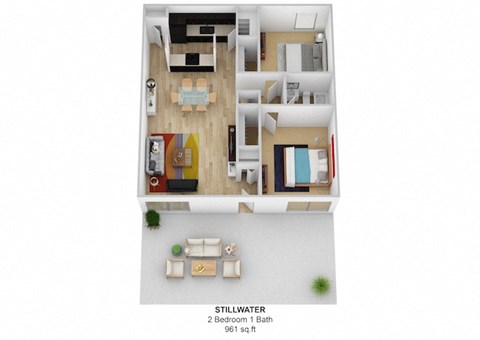 2 bed 1 bath I at Rivers Edge Apartments and Townhomes, Ohio, 45405