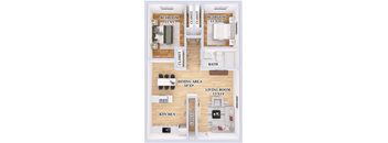 a floor plan of a small house with different rooms