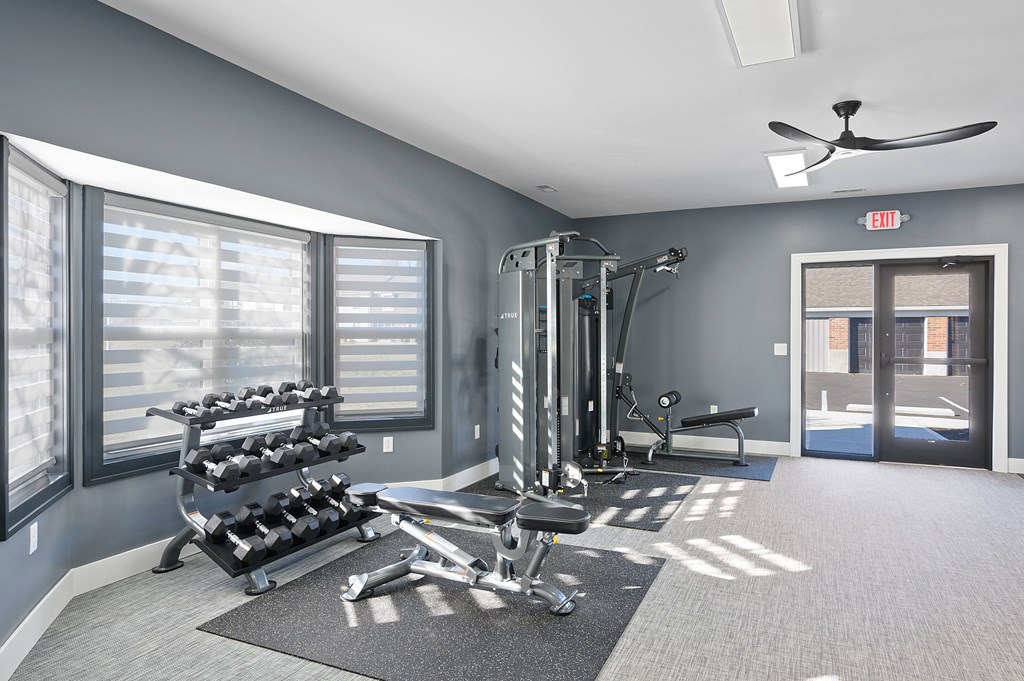the gym at the flats at big tex apartments