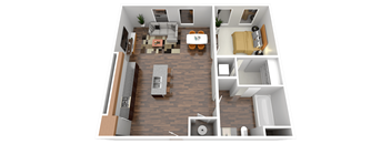 a floor plan of a one bedroom apartment at Four23/Hoge, Ohio