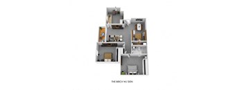 The Birch w Den Floor Plan at Timber Glen Apartments, Batavia