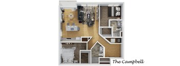 The Campbell Floor Plan at 303 Front St Apartments, Columbus, Ohio