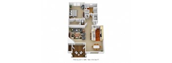 1 bed 1 bath floor plan at Four Bridges, Liberty Township, OH, 45044-8380