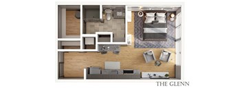 The Glenn Floor Plan at 303 Front St Apartments, Columbus