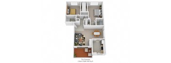 2 bedroom 2 bathroom floor plan B at Harpers Point Apartments, Cincinnati, Ohio