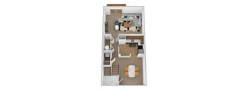The Oak - First Floor Floor Plan at Millcroft Apartments and Townhomes, Milford, OH