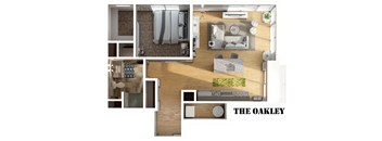 The Oakley Floor Plan at 303 Front St Apartments, Ohio, 43215