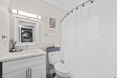 White Bathroom at The Rand Apartments, Columbus, OH, 43227