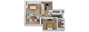 The Shakespeare One Bed One Bath Floor Plan at Renaissance at the Power Building, Ohio