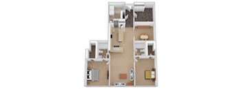 The Vienna Two Bed Two Bath Floor Plan at Renaissance at the Power Building, Cincinnati, OH