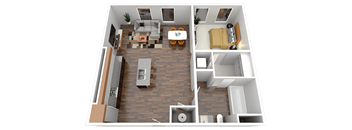 a floor plan of a one bedroom apartment at Four23/Hoge, Ohio