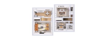 2 Bed 1 Bath Floorplan C at Timbercreek Apts, Columbus, OH 43207