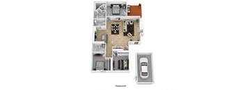 3 bed 2 bathroom floor plan at Falls at Landen, Maineville, OH, 45039