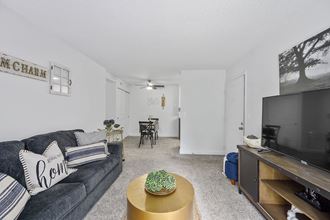 a living room with a couch and a tv